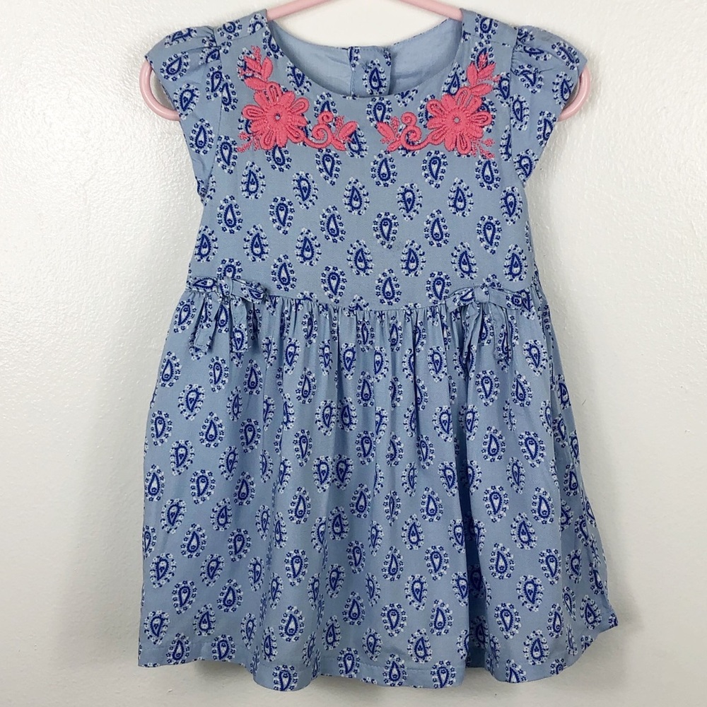 Gymboree Blue Print Dress w Bloomers & Embroidery